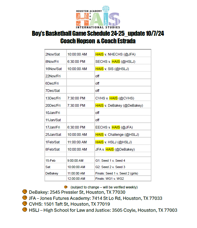 bb schedule